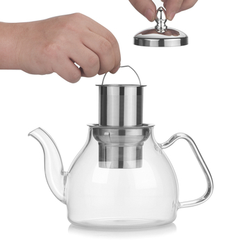 Ceainic din borosilicat, cu logo personalizat, pentru uz casnic, cu separare ceai-apă