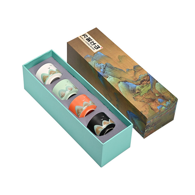 Set de ceai din ceramică pictat manual, în cutie cadou – cadou creativ cultural pentru clienți