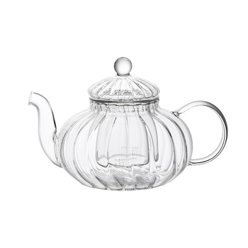 Ceainic cu model floral, design simplu, formă de dovleac, filtrare la temperatură înaltă, sticlă borosilikat, corp gros