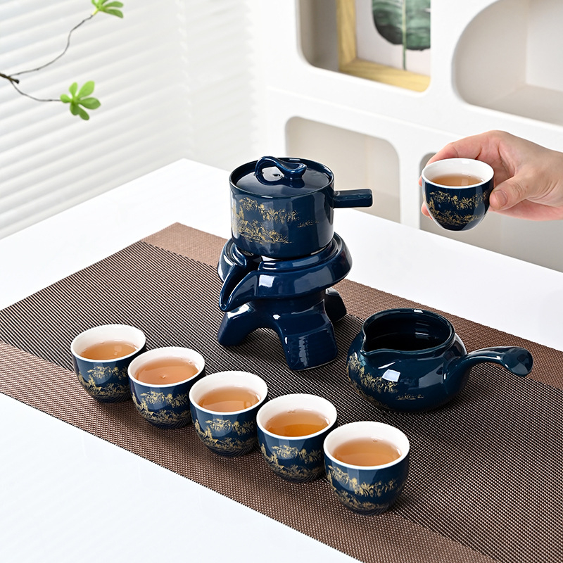 Set de ceai ceramic automat, în cutie cadou, cu robinet rotativ din grafit pentru prevenirea arsurilor, mare