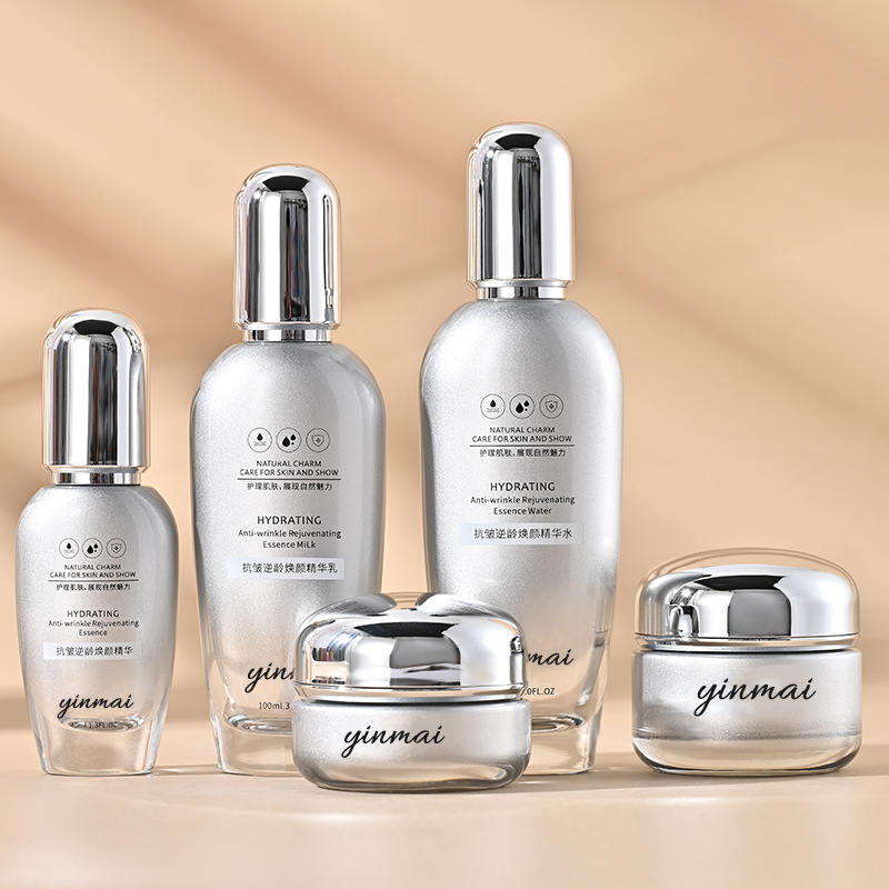 Silver Vein kozmetičke bočice, staklene kapaciteta 40–120 ml, s pumpom, 50 g esencije, krema i losion