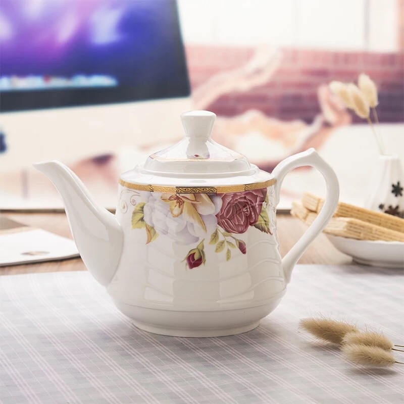 Set ceramic pentru ceainic pentru uz casnic, cu capacitate mare, rezistent la temperaturi înalte, ceainic filtrant pentru ceai și cafea