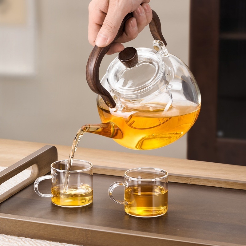 Ceainic de sticlă, cu capacitate mare, pentru casă și birou, din sticlă borosilicat, fabricat manual