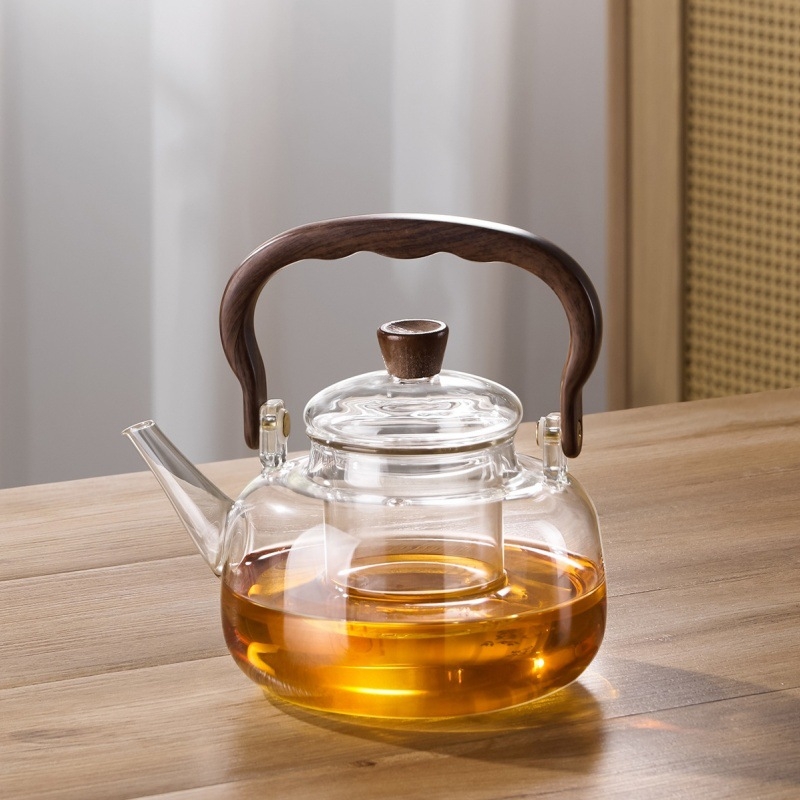 Ceainic de sticlă, cu capacitate mare, pentru casă și birou, din sticlă borosilicat, fabricat manual
