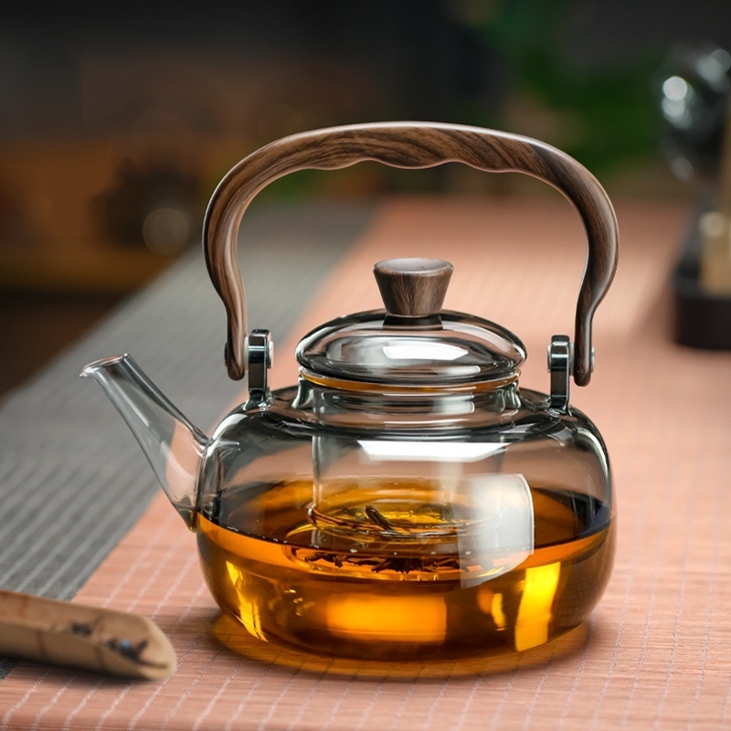 Ceainic de sticlă, cu capacitate mare, pentru casă și birou, din sticlă borosilicat, fabricat manual