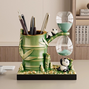 Suvenir panda din Chengdu, suport pentru pix cu clepsidră, ornament de birou în stil chinezesc, cadou de lux