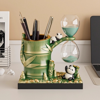 Suvenir panda din Chengdu, suport pentru pix cu clepsidră, ornament de birou în stil chinezesc, cadou de lux