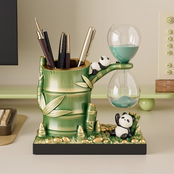 Suvenir panda din Chengdu, suport pentru pix cu clepsidră, ornament de birou în stil chinezesc, cadou de lux