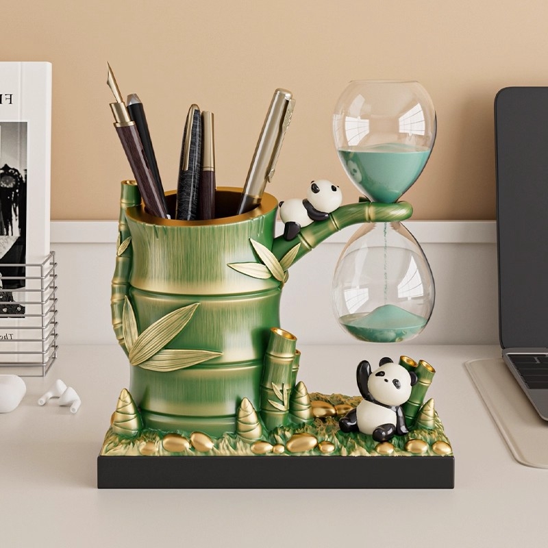 Suvenir panda din Chengdu, suport pentru pix cu clepsidră, ornament de birou în stil chinezesc, cadou de lux