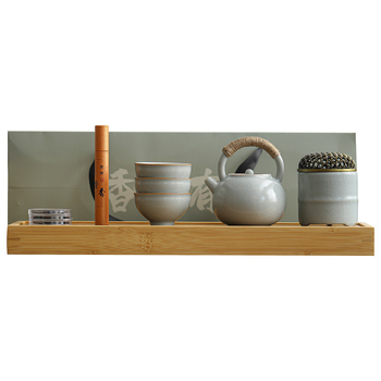 Set de ceai ceramic Gongfu cu tavă din lemn, 3-5 porții, cutie cadou