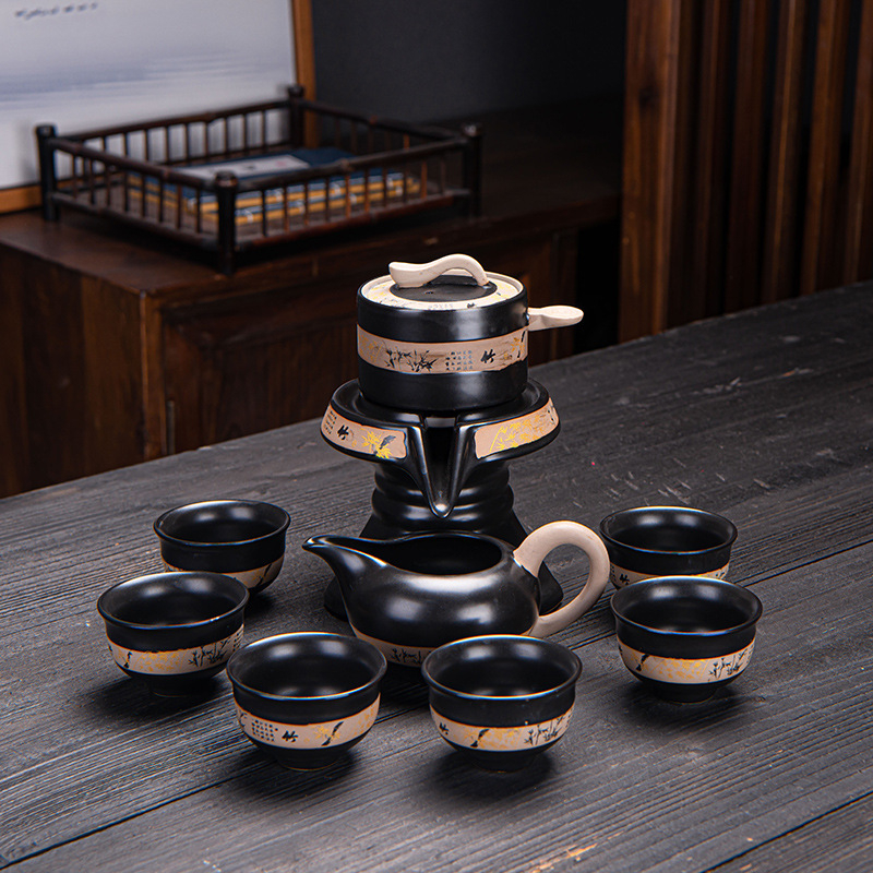 Ge Kiln Kung Fu Set de Ceai – 6 piese din porțelan, ceainic și cești pentru uz casnic, stil chinezesc, cadou
