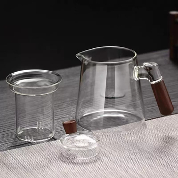 Ceainic din sticlă borosilicat de înaltă calitate pentru uz casnic, compatibil cu plita ceramică electrică, încălzire și preparare cu abur integrate, rezistent la temperaturi, construcție groasă
