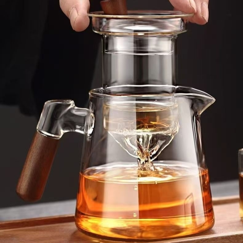 Ceainic din sticlă borosilicat de înaltă calitate pentru uz casnic, compatibil cu plita ceramică electrică, încălzire și preparare cu abur integrate, rezistent la temperaturi, construcție groasă
