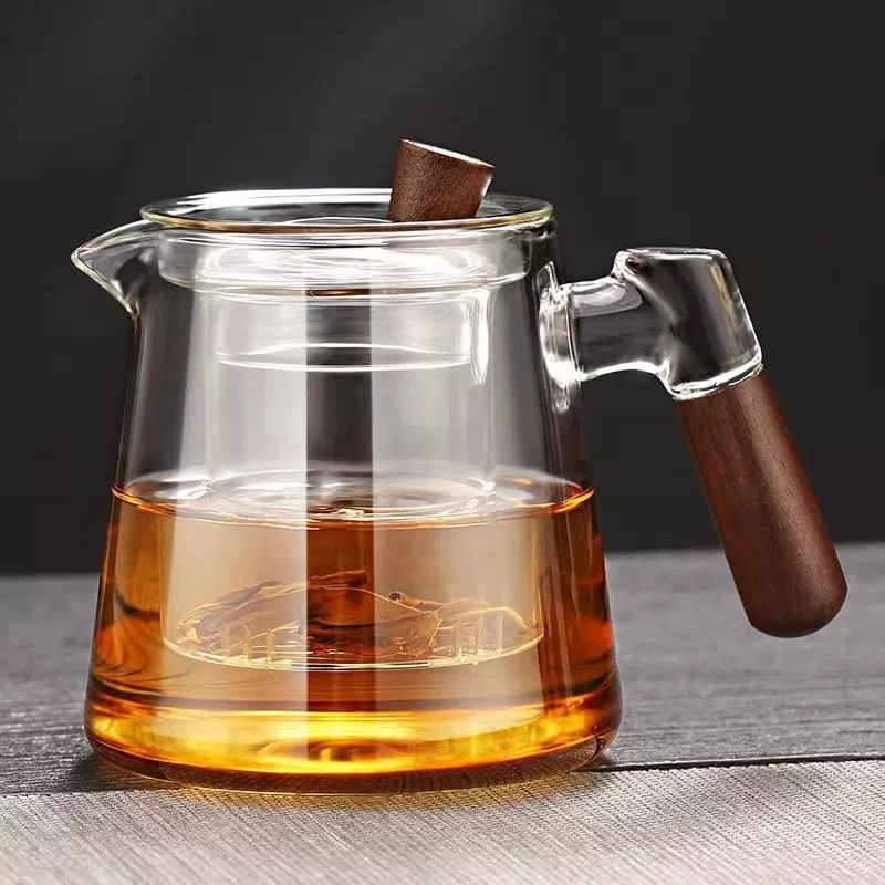 Ceainic din sticlă borosilicat de înaltă calitate pentru uz casnic, compatibil cu plita ceramică electrică, încălzire și preparare cu abur integrate, rezistent la temperaturi, construcție groasă