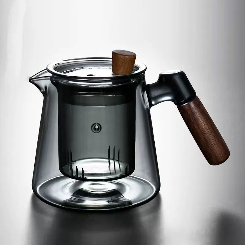 Ceainic din sticlă borosilicat de înaltă calitate pentru uz casnic, compatibil cu plita ceramică electrică, încălzire și preparare cu abur integrate, rezistent la temperaturi, construcție groasă