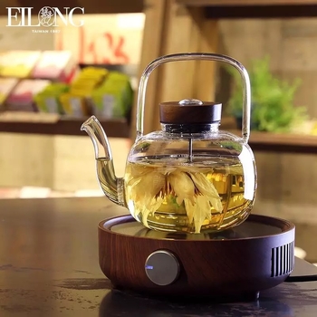 Yilong ceainic din sticlă rezistentă la temperatură, cu filtru