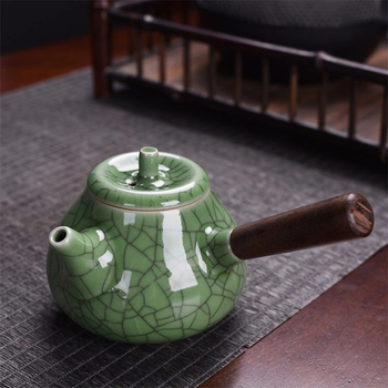 Set ceramic de ceai cu ceainic cu mâner lateral, set Kung Fu de ceai, cadou de Anul Nou pentru rude și parteneri de afaceri