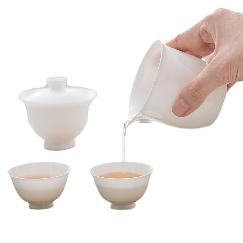 Xingnijiang set ceai din bone china, cu pereți subțiri, Gongdao cup și divizor pentru servire, stil simplu, lux discret