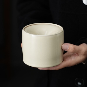 Scrumieră ceramică bej cu capac, recipient pentru resturi de ceai, coș de masă pentru resturi de ceai, pentru sufrageria de acasă