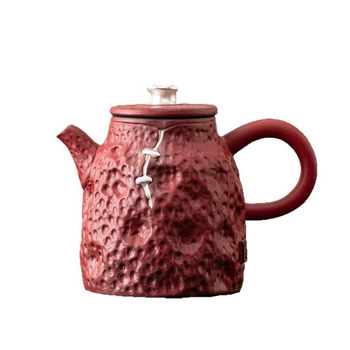 Set ceai din porțelan cu ceainic și ceașcă, inspirat de Orașul Interzis, stil retro ușor luxos pentru uz casnic, glazură hawthorn roșu