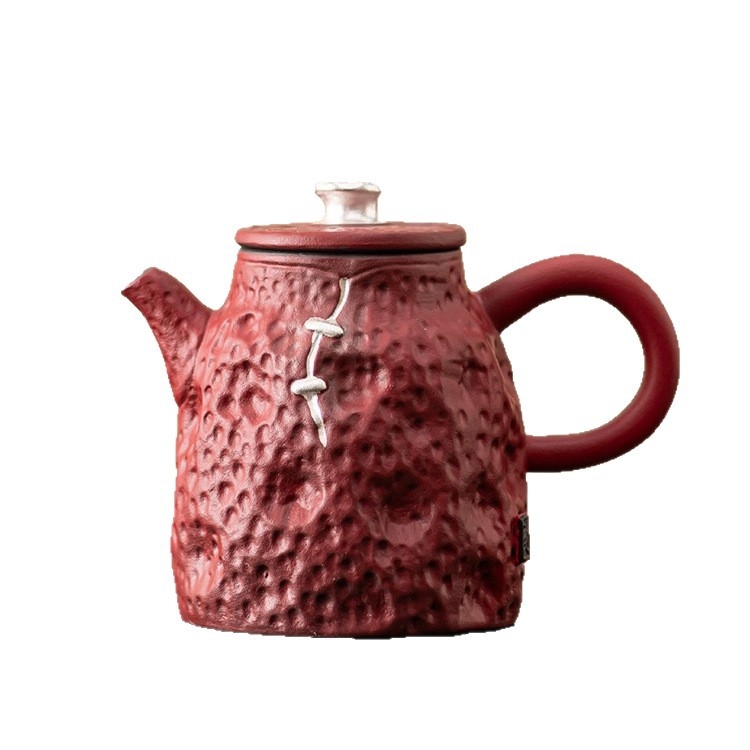 Set ceai din porțelan cu ceainic și ceașcă, inspirat de Orașul Interzis, stil retro ușor luxos pentru uz casnic, glazură hawthorn roșu
