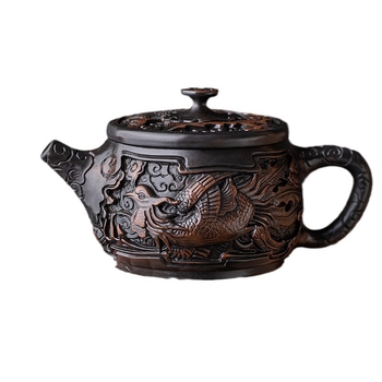 Set de ceai din ceramică mov pentru călătorii: o oală de ceai și două cești, realizat manual, cutie cadou elegantă, lux discret