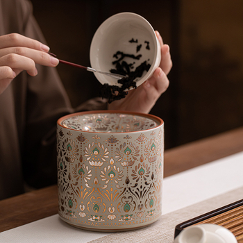 Vas ceramic Gongfu pentru ceai, de înaltă calitate, de masă, cu pâlnie pentru apa reziduală