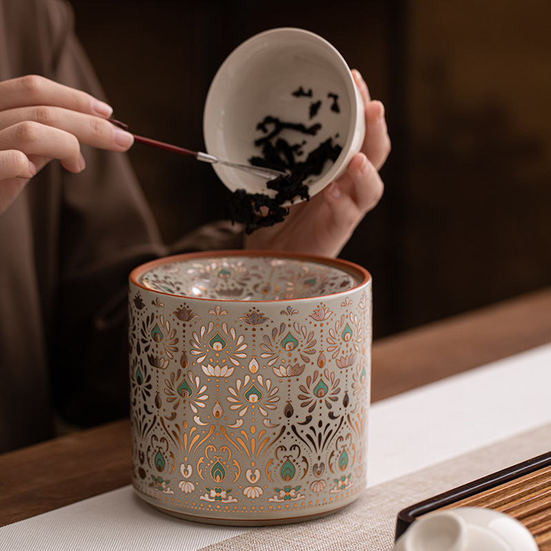 Vas ceramic Gongfu pentru ceai, de înaltă calitate, de masă, cu pâlnie pentru apa reziduală