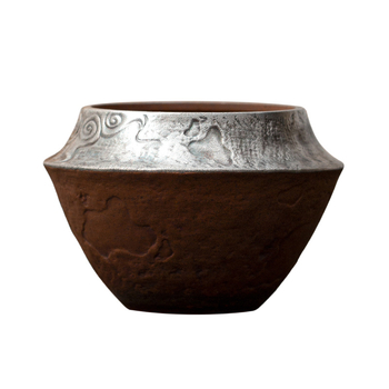 Stil Wabi-Sabi japonez, vas ceramic pentru apă pentru ceremonia ceaiului, recipient pentru resturi de ceai și depozitare a apei