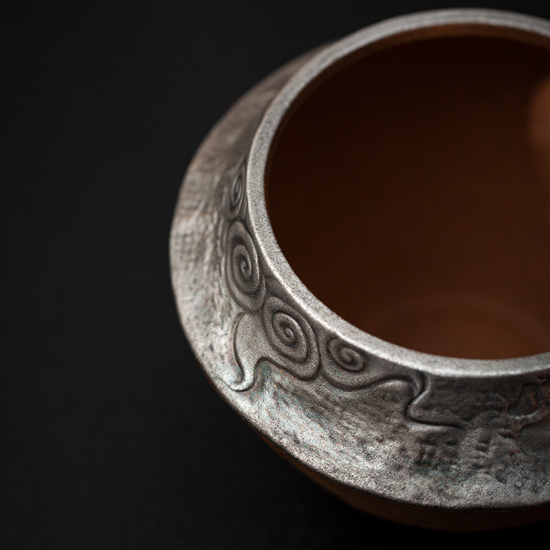 Stil Wabi-Sabi japonez, vas ceramic pentru apă pentru ceremonia ceaiului, recipient pentru resturi de ceai și depozitare a apei