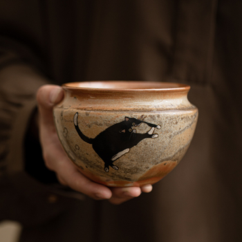 Set ceramic pentru ceremonia ceaiului: ceașcă mică pentru spălarea ceaiului și vas pentru resturi de ceai