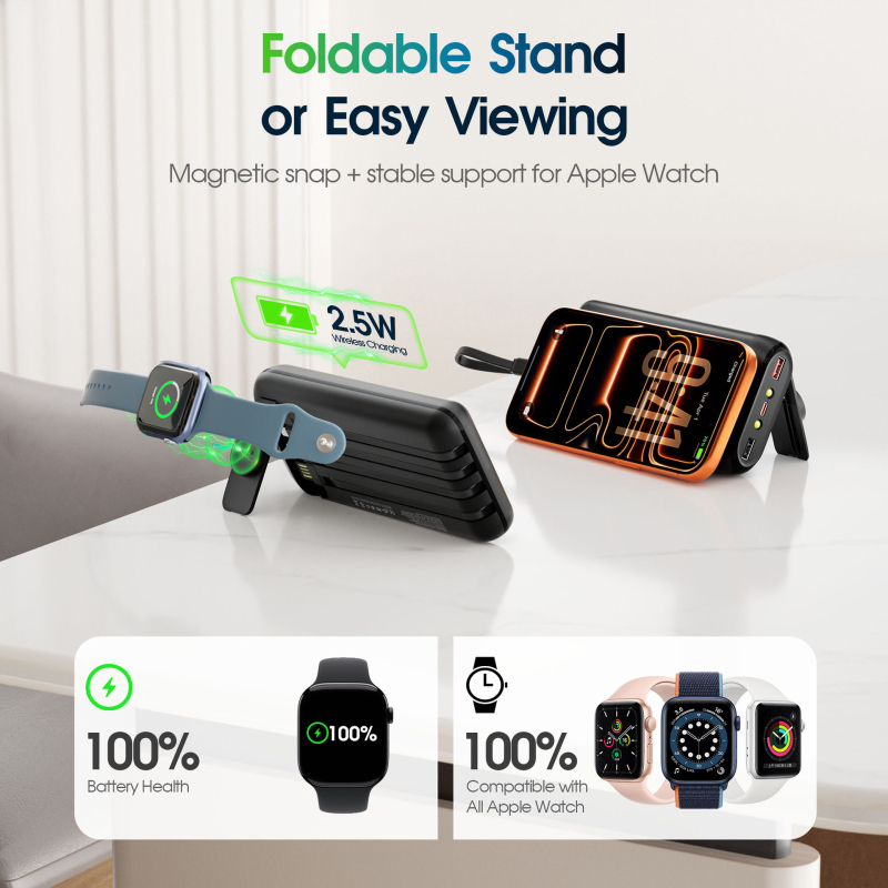 Μαγνητική Ασύρματη Power Bank για Apple Watch με μεγάλη χωρητικότητα και γρήγορη φόρτιση, UL2056/ISO900 πιστοποιημένη