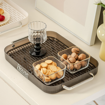 Tavă de ceai cu aspect de lux ușor pentru uz casnic, potrivită pentru măsuța de cafea din living, pentru cești de ceai și pahare de apă, tavă de drenaj și farfurie dreptunghiulară pentru fructe.