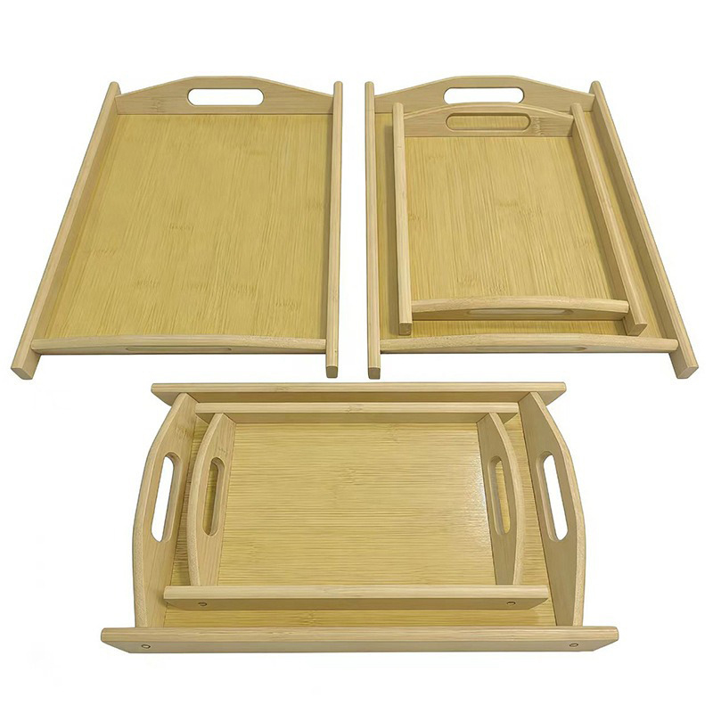 Tavă minimalistă în stil japonez pentru ceai, din bambus și lemn, dreptunghiulară, pentru uz casnic și comercial, tavă mare pentru ceai, veselă pentru camping.