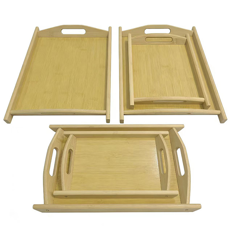 Tavă minimalistă în stil japonez pentru ceai, din bambus și lemn, dreptunghiulară, pentru uz casnic și comercial, tavă mare pentru ceai, veselă pentru camping.