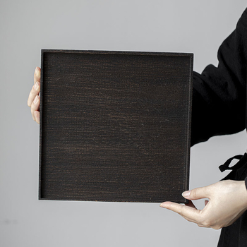 Tăviță pentru ceai din lemn de teak, pătrată, lemn masiv, stil japonez Wabi-Sabi, tavă de ceai pentru casă și suport pentru ceainic