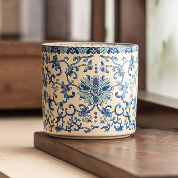 Accesorii ceramice pentru ceai cu motiv Ru Kiln Lotus Vine: cenușieră, vas de spălat ceai, borcan pentru resturi de ceai, accesorii pentru prepararea ceaiului