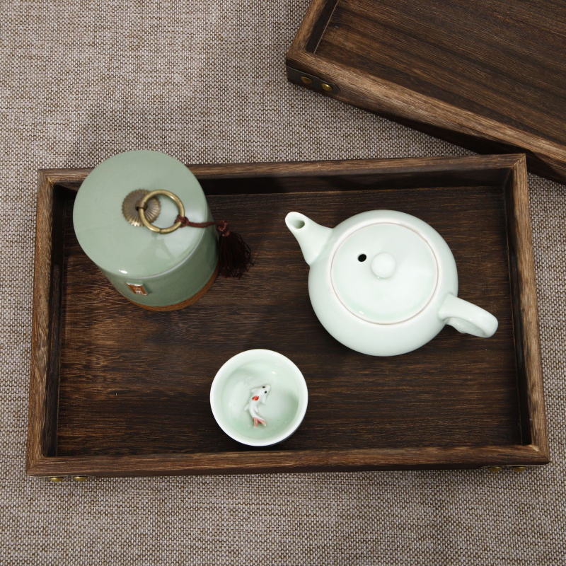 Tavă de ceai din lemn în stil japonez, design minimalist pentru uz casnic – set cu suporturi pentru cești