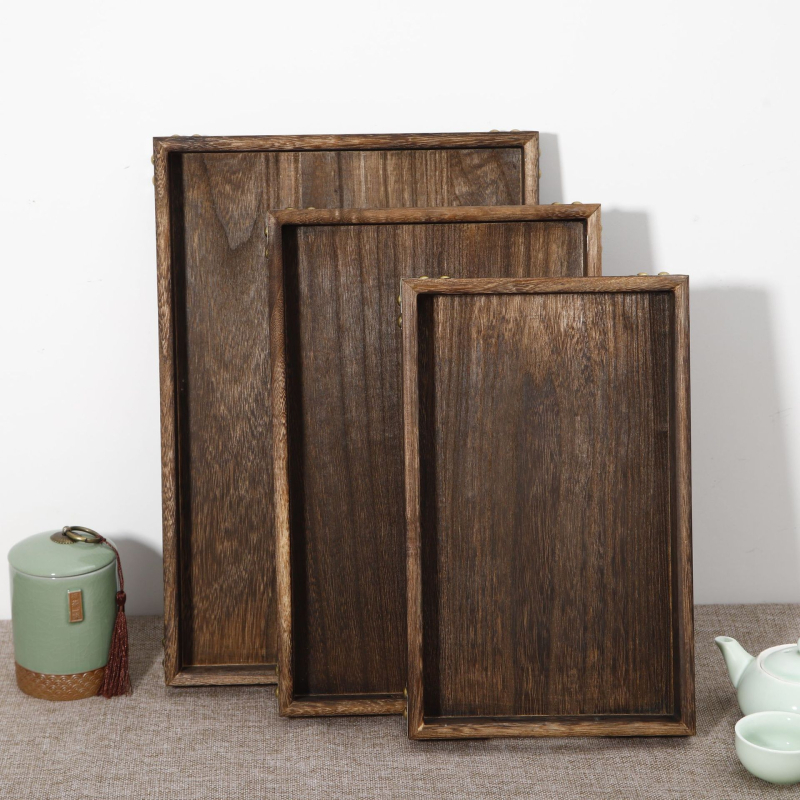 Tavă de ceai din lemn în stil japonez, design minimalist pentru uz casnic – set cu suporturi pentru cești