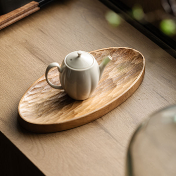 Tăviță de ceai din lemn de nuc, în formă de barcă, stil chinezesc vintage pentru ceremonia Gongfu