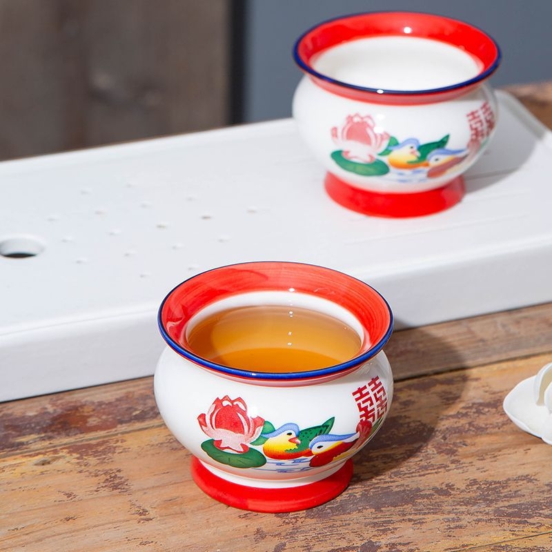 Ceașcă de ceai cu capacitate mică, ceramică pictată manual, design vintage nostalgic pentru prepararea ceaiului acasă, amuzantă și unică
