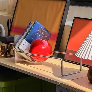 Oțel inoxidabil, raft înclinat de birou pentru cărți și reviste — decor Bauhaus inspirat