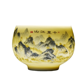 Ceșuță ceramică de ceai, 200 ml, glazură albă inspirată de jad, pentru ceai tradițional