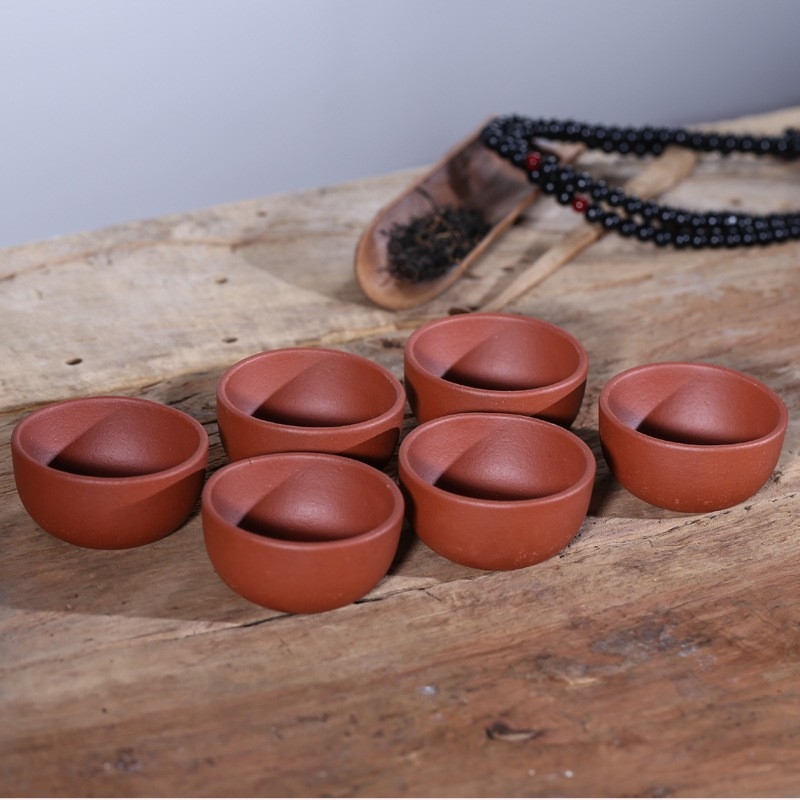 Set de ceai din lut mov, cești mici, 40 ml
