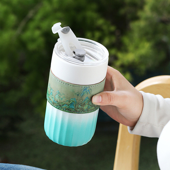 ceașcă ceramică de călătorie cu separare ceai-apă – design minimalist, creativ pentru mașină și activități în aer liber
