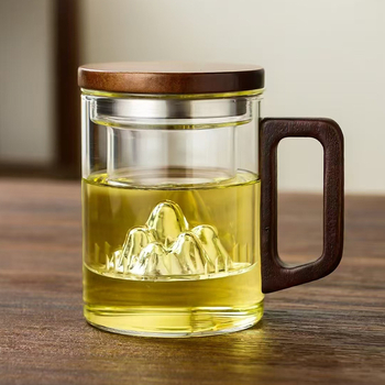 Set de ceai din sticlă borosilicată cu cutie, design modern minimalist, pentru birou și casă