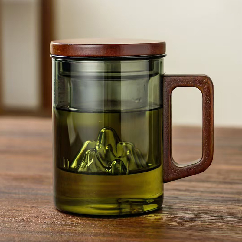 Set de ceai din sticlă borosilicată cu cutie, design modern minimalist, pentru birou și casă
