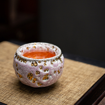 Ceașcă Zen din ceramică cu puncte aurii, stil chinezesc retro, ceașcă de ceai individuală