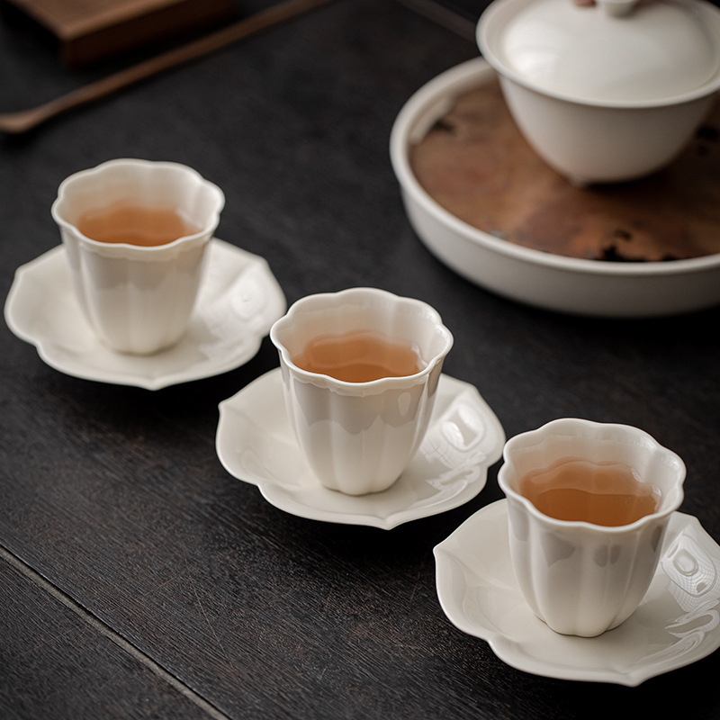 Set de ceai din ceramică pentru uz casnic – ceașcă individuală cu suport termic izolant și ceașcă mare pentru degustare de ceai