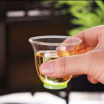 Pahar transparent din sticlă borosilikată cu mâner, pentru ceai și apă, cu un singur strat